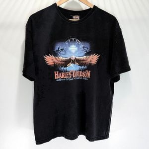 Harley‎ Davidson Monroe AL Y2K Retro Shirt Black Live To Ride Eagle Size Large